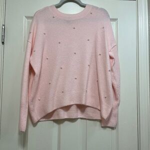 Cece light pink sweater with pearls